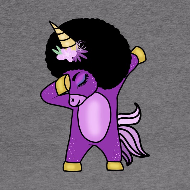 Funny Afro Unicorn Melanin dab dance by dukito